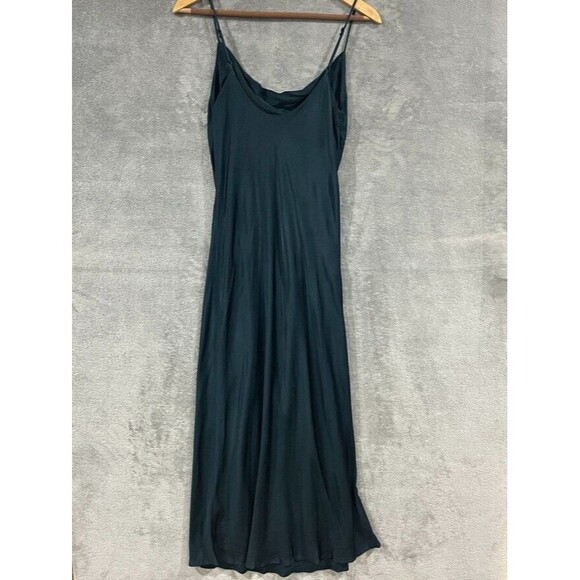 Zara Women's Emerald Green Cowl Neck Slip Satin Midi Dress Sleeveless Size Small - Picture 5 of 8
